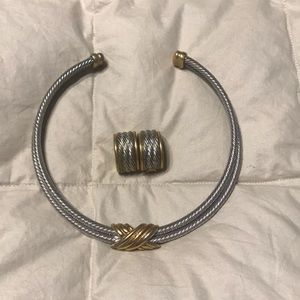 Women’s Necklace/Clip Earrings Silver/Gold Tone